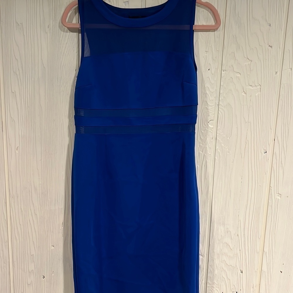 Spense Sleeveless Blue Dress Sheer Panels Size 8